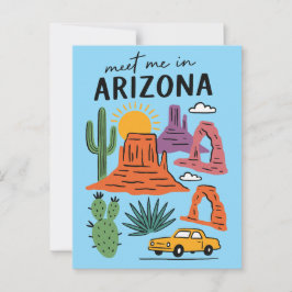 Meet Me In Arizona Retro Desert Cactus Red Rocks Postkarte