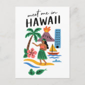 Meet Me In Hawaii Tropical Hula Dancer Beach Postkarte (Vorderseite)