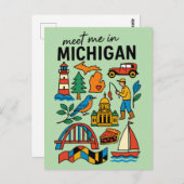 Meet Me In Michigan Lighthouse Cherry Pie Retro Postkarte (Vorne/Hinten)