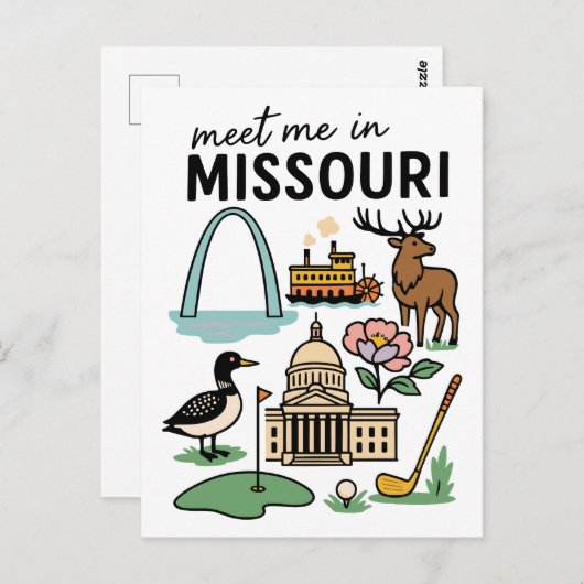 Meet Me In Missouri St. Louis Kansas City Riverboa Postkarte (Vorne/Hinten)