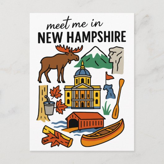 Meet Me In New Hampshire Mountains Maple Icons Postkarte (Vorderseite)