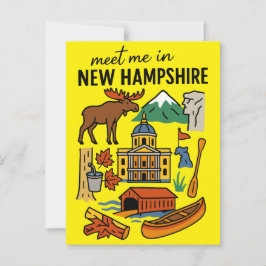 Meet Me In New Hampshire Mountains Retro Icons Postkarte