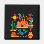 Meet Me In New Mexico - Cute Us State Travel Retro Magnet (Vorne)