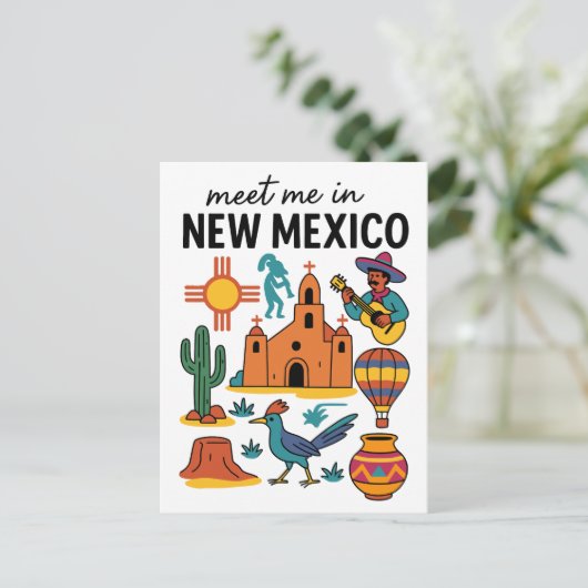 Meet Me In New Mexico Southwest Zia Hot Air Postkarte (Stehend Vorderseite)