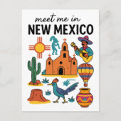 Meet Me In New Mexico Southwest Zia Hot Air Postkarte (Vorderseite)