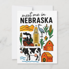 Meet Me In New Nebraska Landmarks Icons Postkarte