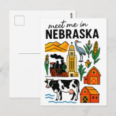 Meet Me In New Nebraska Landmarks Icons Postkarte (Vorne/Hinten)
