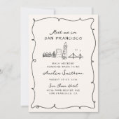 Meet Me In San Francisco Hand Drawn Bachelorette Einladung (Vorderseite)