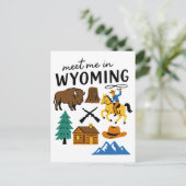 Meet Me In Wyoming Cowboy Bison Devils Tower Postkarte (Stehend Vorderseite)