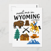 Meet Me In Wyoming Cowboy Bison Devils Tower Postkarte (Vorne/Hinten)