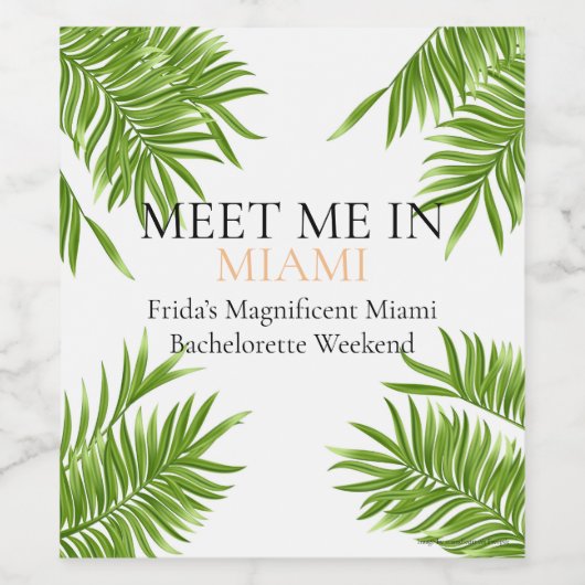 Meet Me Miami Junggeselinnen-Abschied Vacation Weinetikett (Einzelnes Label)