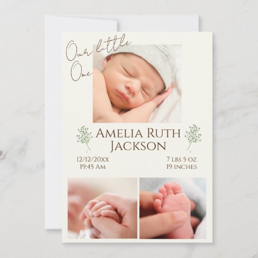 "Meet Our Little One" Foto Geburt Announccard Ankündigung (Vorderseite)