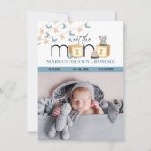 Meet The Mini Blue Baby Birth Announcement Card (Vorderseite)