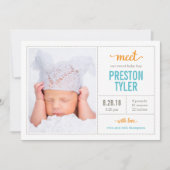 MEETEN SIE IHM Moderne Geburtsankündigungen Ankündigung (Vorderseite)