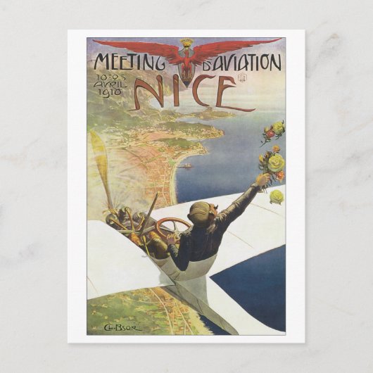 Meeting Aviation Nice Travel Poster Postkarte (Vorderseite)
