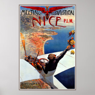 Meeting d'Aviation, Nizza, Frankreich 1910 Vintag  Poster
