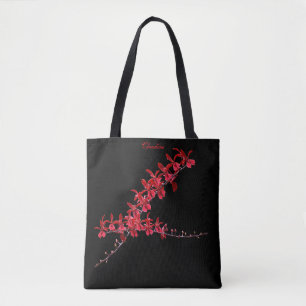 "Meeting Long Red Orchids" Tote Schwarz Tasche