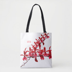 "Meeting Long Red Orchids" Tote Weiße Tasche