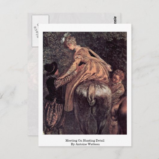 Meeting On Hunting Detail By Antoine Watteau Postkarte (Vorne/Hinten)