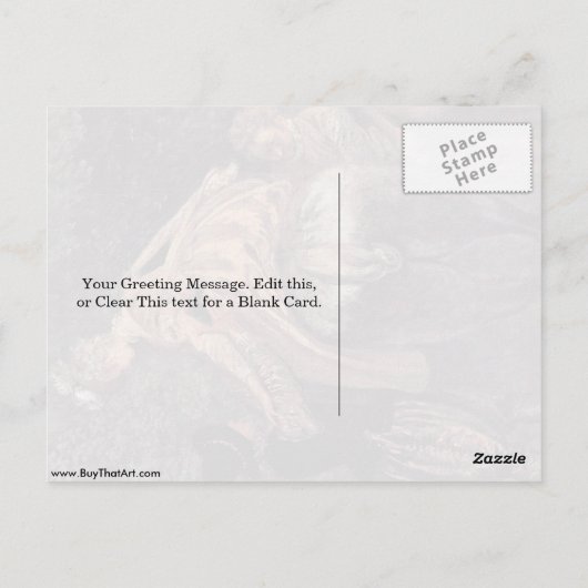 Meeting On Hunting Detail By Antoine Watteau Postkarte (Rückseite)