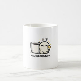 Meeting-Überlebender - Süßer müder Charakter Büroh Kaffeetasse