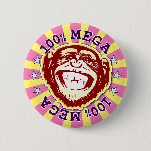 Mega 100% Funny Funky Monkey Abzeichen Button (Vorderseite)