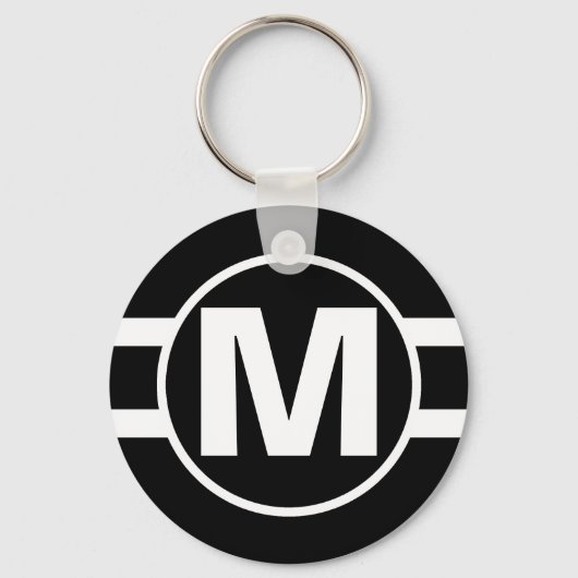 Mega Black Retro Mit Monogramm Schlüsselanhänger (Vorderseite)