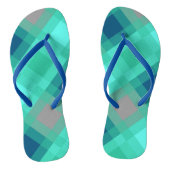Mega kariert Mitte des Jahrhunderts - türkis & gra Badesandalen (Fußbett)