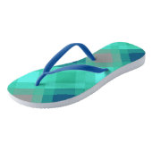 Mega kariert Mitte des Jahrhunderts - türkis & gra Badesandalen (Schrägansicht)