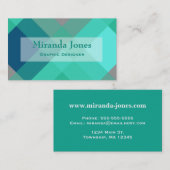 Mega kariert Mitte des Jahrhunderts - türkis & gra Visitenkarte (Vorne/Hinten)