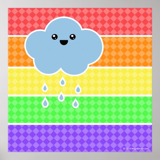 Mega Kawaii Happy Cloud Rainbow Poster (Vorne)