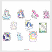 Mega Kawaii Unicorn Bundle – 10+ Magical Fantasy I Aufkleber (Blatt)
