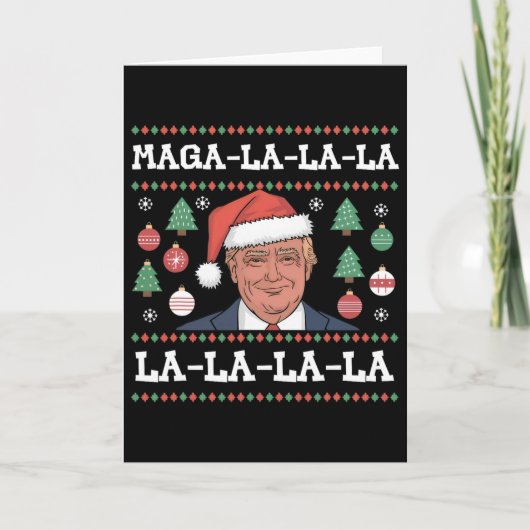 Mega La La La Donald Trump Potus 47 Ugly Christmas Karte (Vorderseite)