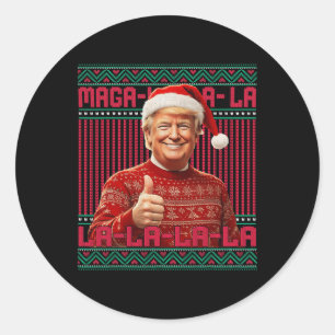 Mega La La La Donald Trump Potus 47 Ugly Weihnacht Runder Aufkleber