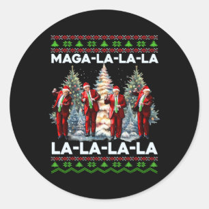 Mega La La La Donald Trump Potus 47 Ugly Weihnacht Runder Aufkleber