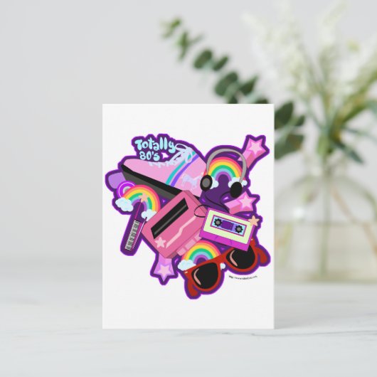 Mega Neon 80er Design Postkarte (Stehend Vorderseite)