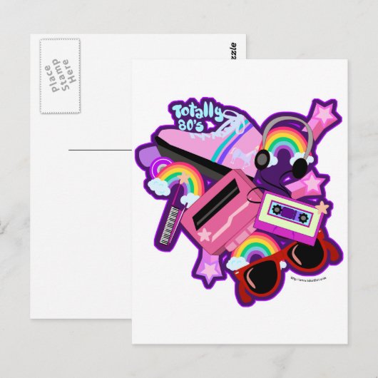 Mega Neon 80er Design Postkarte (Vorne/Hinten)