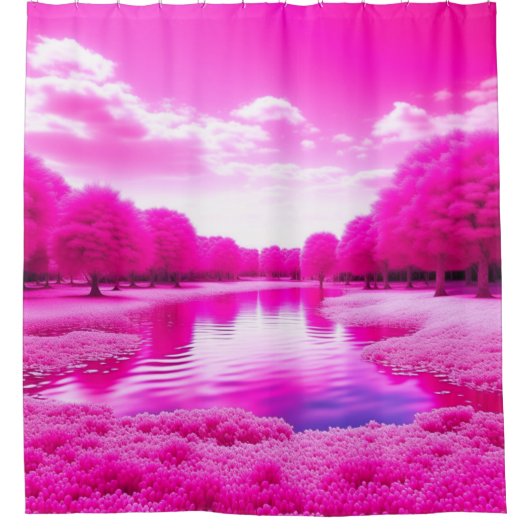 Mega Pink Forest Duschvorhang (Vorderseite)