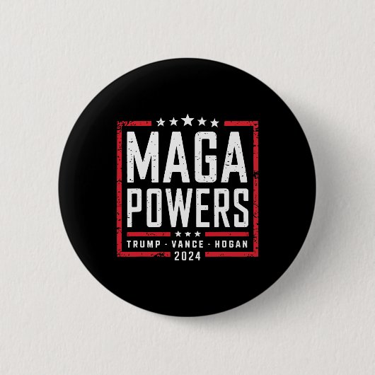 Mega Power Trump Vance Hogan 2024 Patriotic Funny Button (Vorderseite)