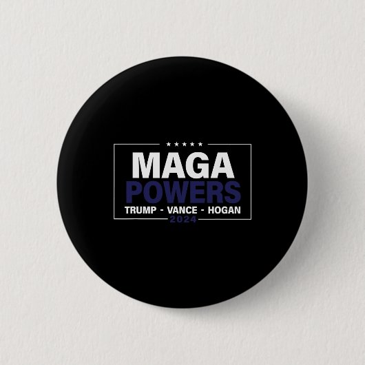 Mega Power Trump Vance Hogan 2024 Patriotic Funny Button (Vorderseite)