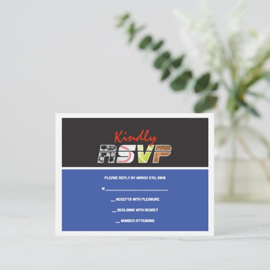 MEGA SPORTS Bar Bat Mitzvah Einladung (Stehend Vorderseite)