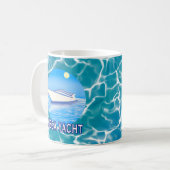 Mega-Yacht in blauem Wasser Kaffeetasse (Vorderseite Links)
