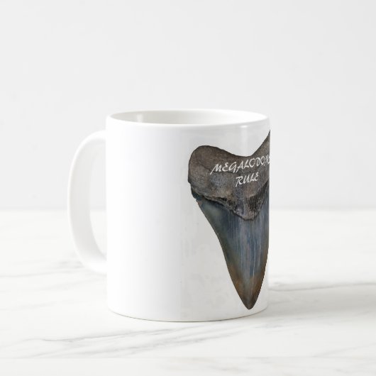 Megalodon Haifisch-Zahn Kaffeetasse (Vorderseite Links)
