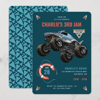Megalodon Monster Jam Hai Geburtstagsfeier Einladung