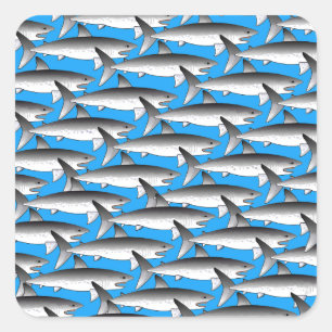 Megalodon Muster in Blau Quadratischer Aufkleber