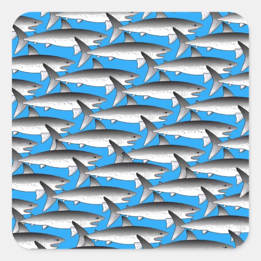 Megalodon Muster in Blau Quadratischer Aufkleber (Vorderseite)