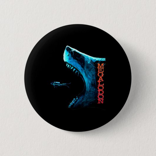 Megalodon Primeval Shark Dorsal Fin Teeth Ocean Pr Button (Vorderseite)
