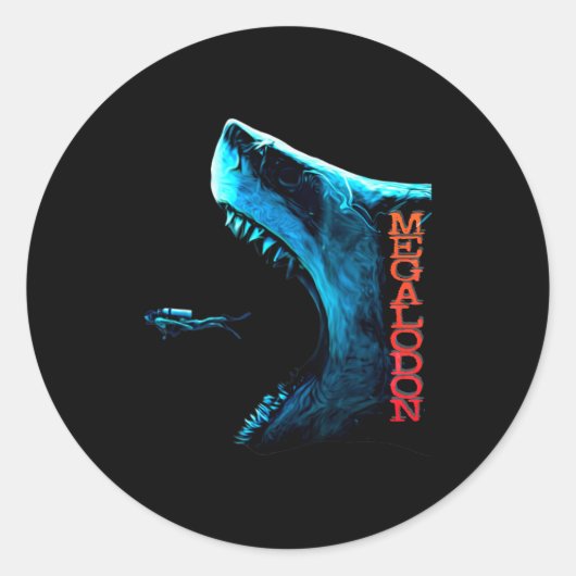 Megalodon Primeval Shark Dorsal Fin Teeth Ocean Pr Runder Aufkleber (Vorderseite)