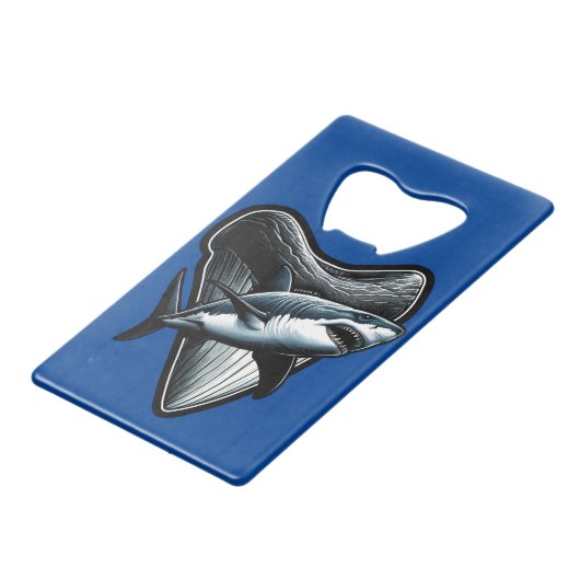 Megalodon Tooth Geldbeutel Flaschenöffner (Vorderseite Schrägansicht)