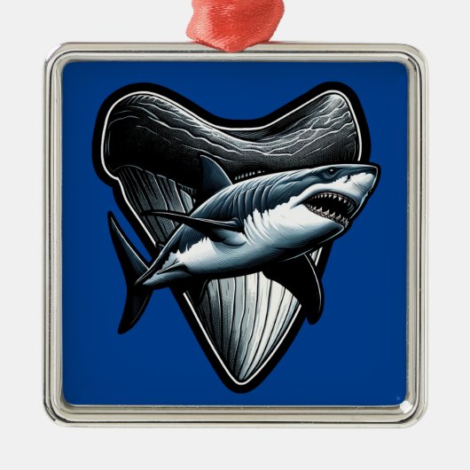 Megalodon Tooth Ornament Aus Metall (Vorne)
